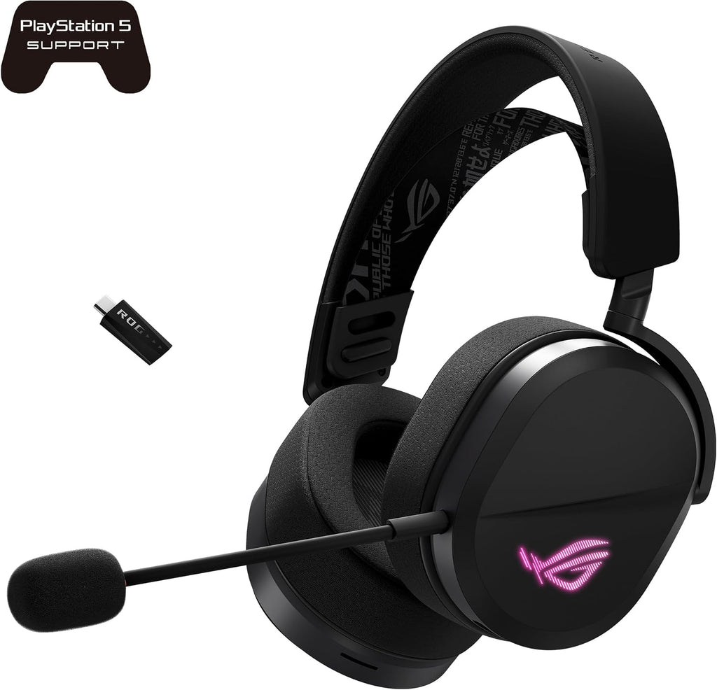 ROG Pelta Wireless Gaming Headset (BT, ROG Speednova 2.4Ghz, USB-C, Lightweight 309G, 50Mm ROG Titanium-Plated Drivers, 10Mm Super-Wideband Mic, RGB, 70HR Battery, for PC, Switch, PS5)- Black