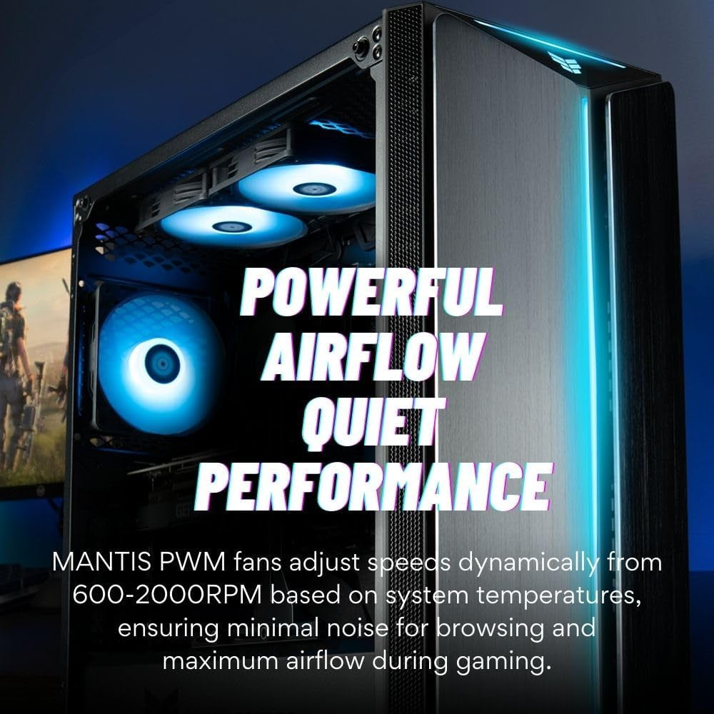Mantis V2 - RTX 5070, 24-Core I9-14900Kf, 32GB DDR5 RAM, 1TB Gen4 Nvme SSD, 360Mm Liquid Cooled Gaming Desktop PC W/ Windows 11 Pro, 3 Year Warranty, RGB KBM, Internal Wifi 6E+BT, RJ45, 3X DP, HDMI