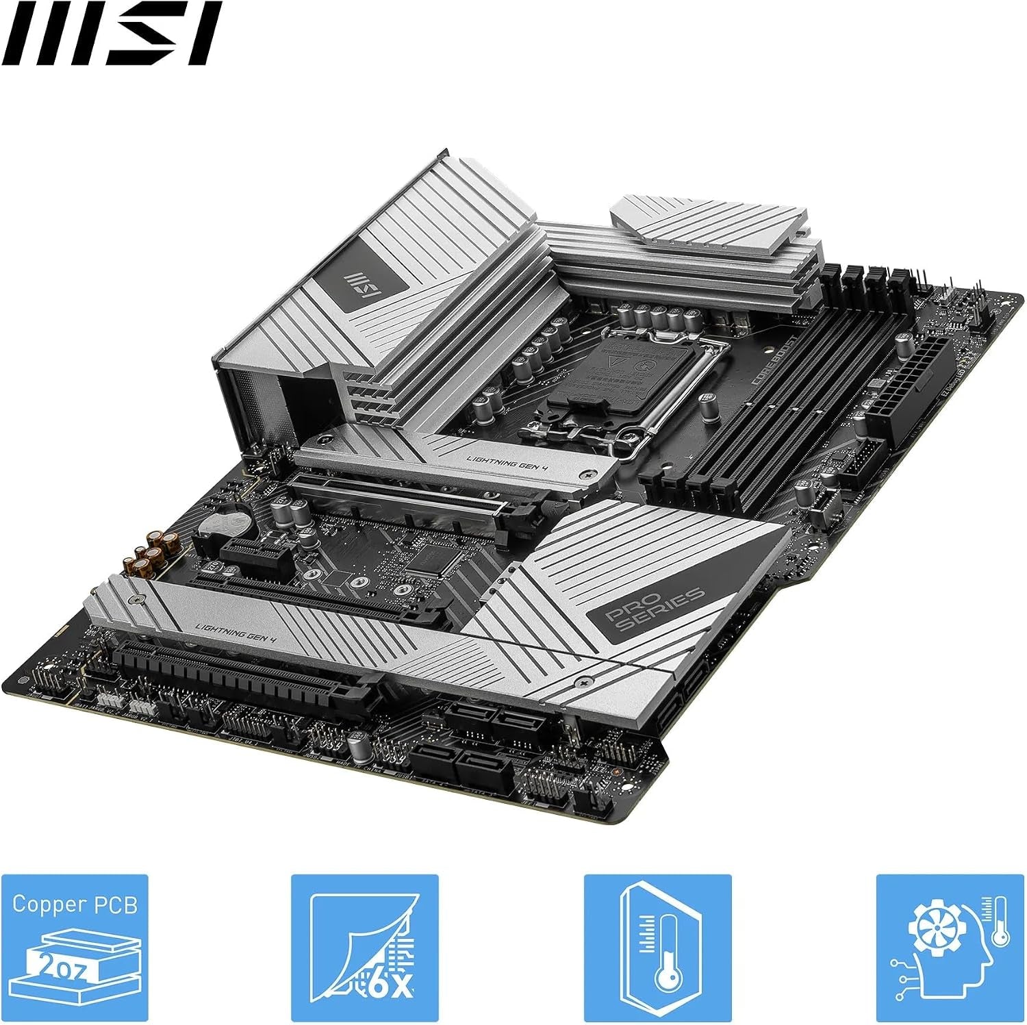 MSI PRO Z790-A Wifi II Motherboard, ATX - Supports Intel Core 14Th, 13Th & 12Th Gen Processors, LGA 1700-80A SPS VRM, DDR5 Memory Boost 7800+Mt/S/Oc, Pcie 5.0 X16, 4 X M.2 Gen4, Wi-Fi 6E, 2.5G LAN