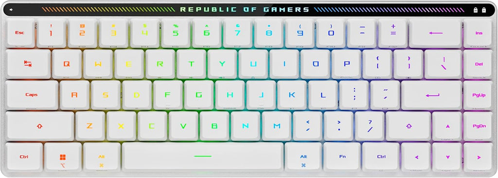 ROG Falchion RX Low Profile 65% Wireless Gaming Keyboard with ROG RX Blue Low-Profile Switches, Tri-Mode Connection, Protective Cover, Silicone Dampening Foam, Touch Panel, and Macos Support.