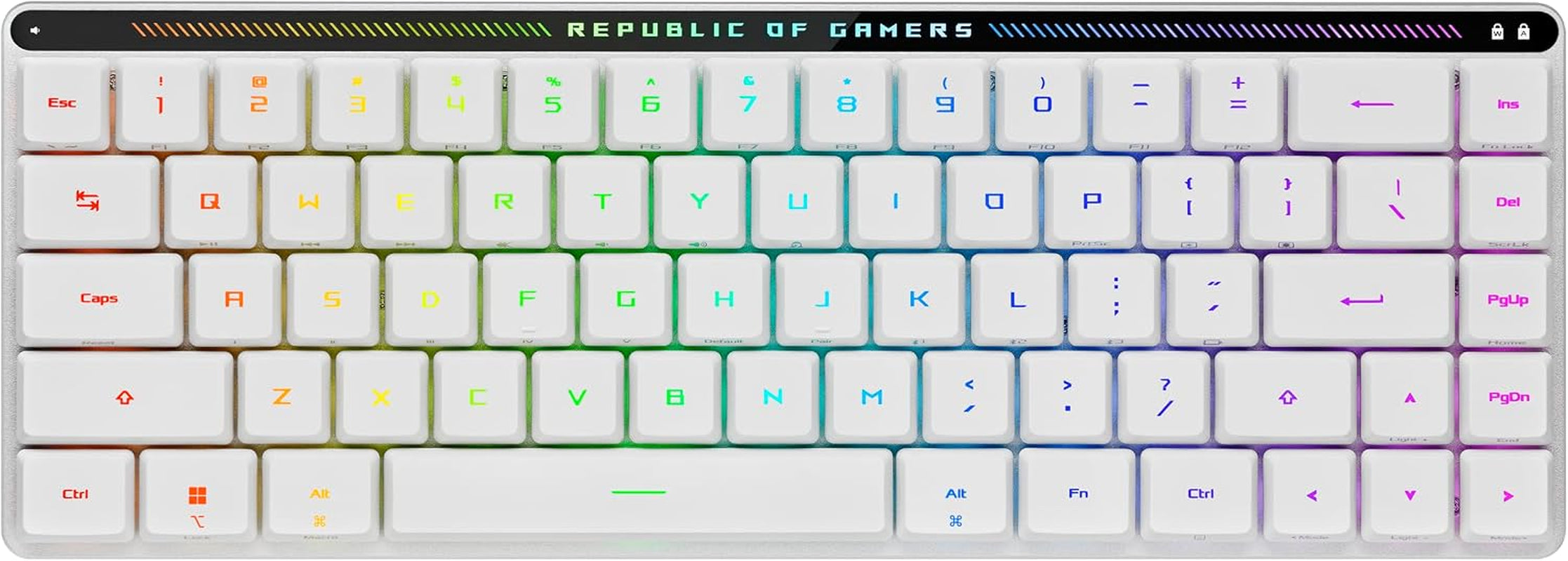 ROG Falchion RX Low Profile 65% Wireless Gaming Keyboard with ROG RX Blue Low-Profile Switches, Tri-Mode Connection, Protective Cover, Silicone Dampening Foam, Touch Panel, and Macos Support.