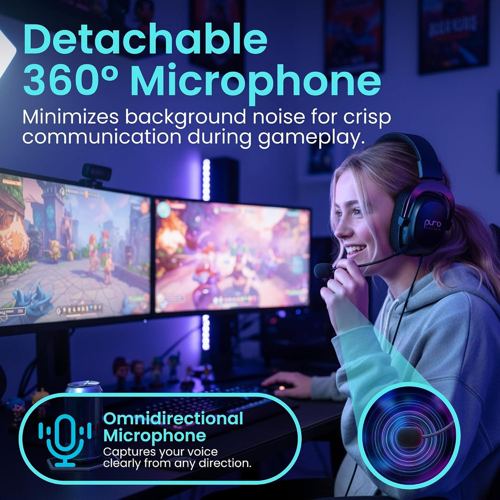 Purogamer Kids Gaming Headset with Mic, Wireless 85Db Volume Limiting
