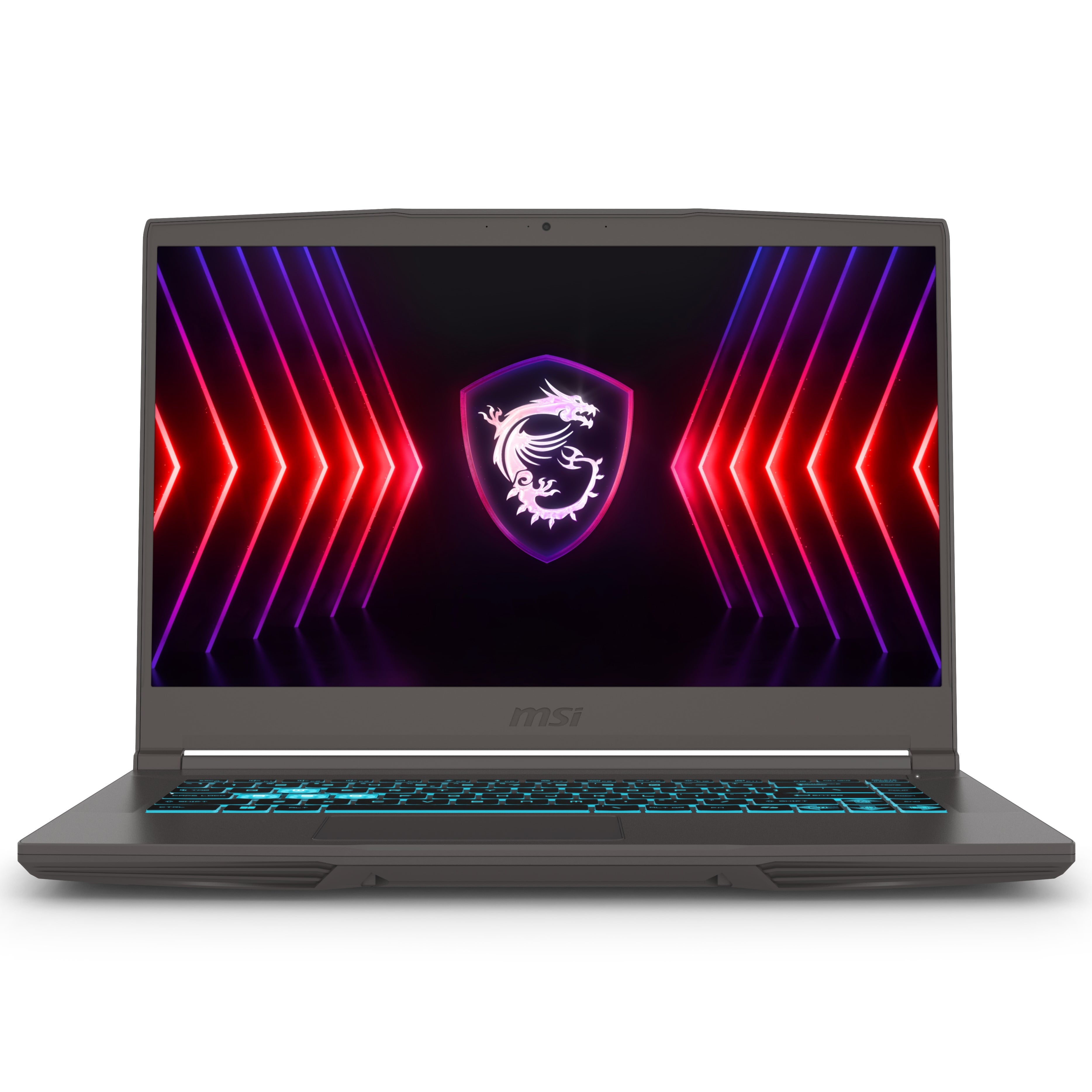 MSI Thin 15.6" FHD 144Hz Gaming Laptop – Front View – Gray (2025)