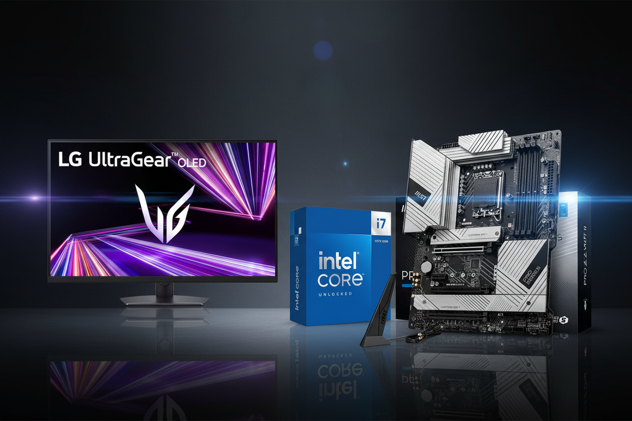 PC Gaming Build Bundle — Intel Core i7-14700K, MSI PRO Z790-A WiFi II Motherboard, and LG UltraGear OLED 27" Gaming Monitor