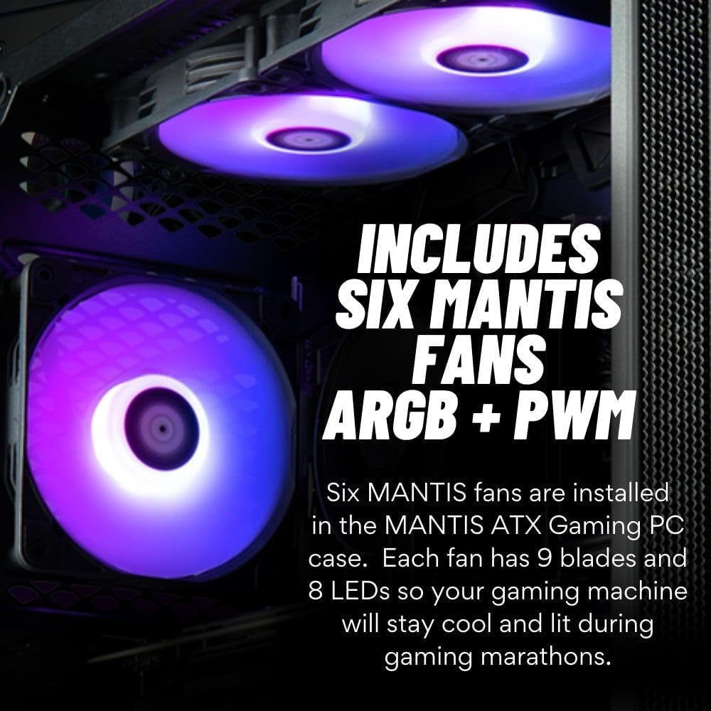 Mantis V2 - RTX 5070, 24-Core I9-14900Kf, 32GB DDR5 RAM, 1TB Gen4 Nvme SSD, 360Mm Liquid Cooled Gaming Desktop PC W/ Windows 11 Pro, 3 Year Warranty, RGB KBM, Internal Wifi 6E+BT, RJ45, 3X DP, HDMI