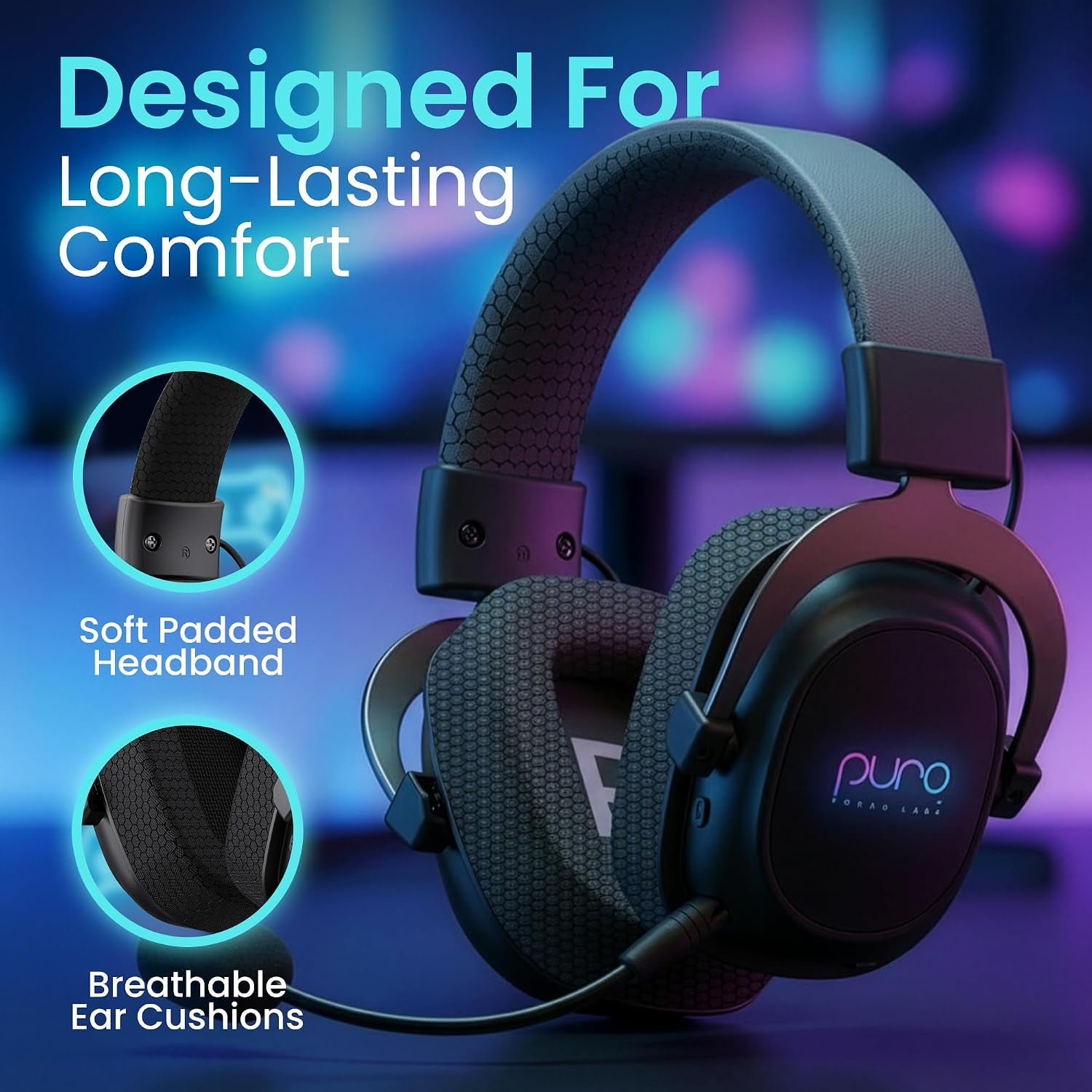Purogamer Kids Gaming Headset with Mic, Wireless 85Db Volume Limiting