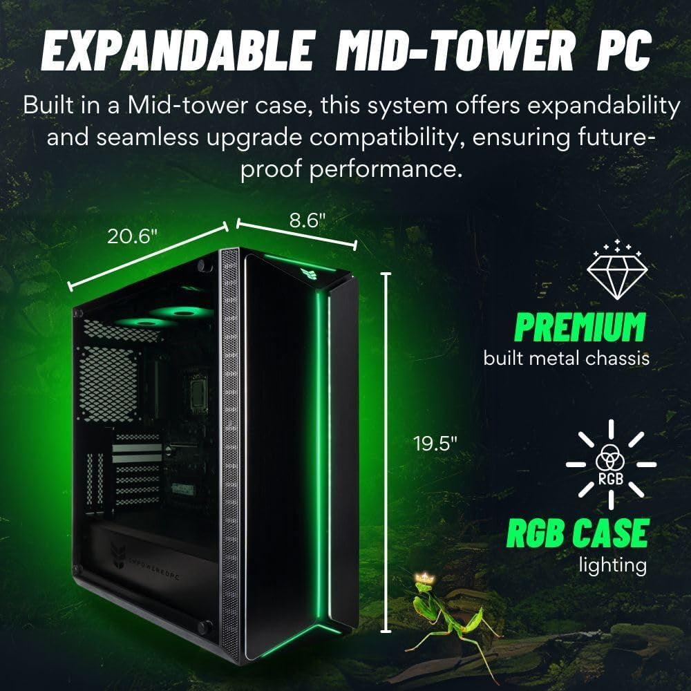 Mantis V2 - RTX 5070, 24-Core I9-14900Kf, 32GB DDR5 RAM, 1TB Gen4 Nvme SSD, 360Mm Liquid Cooled Gaming Desktop PC W/ Windows 11 Pro, 3 Year Warranty, RGB KBM, Internal Wifi 6E+BT, RJ45, 3X DP, HDMI