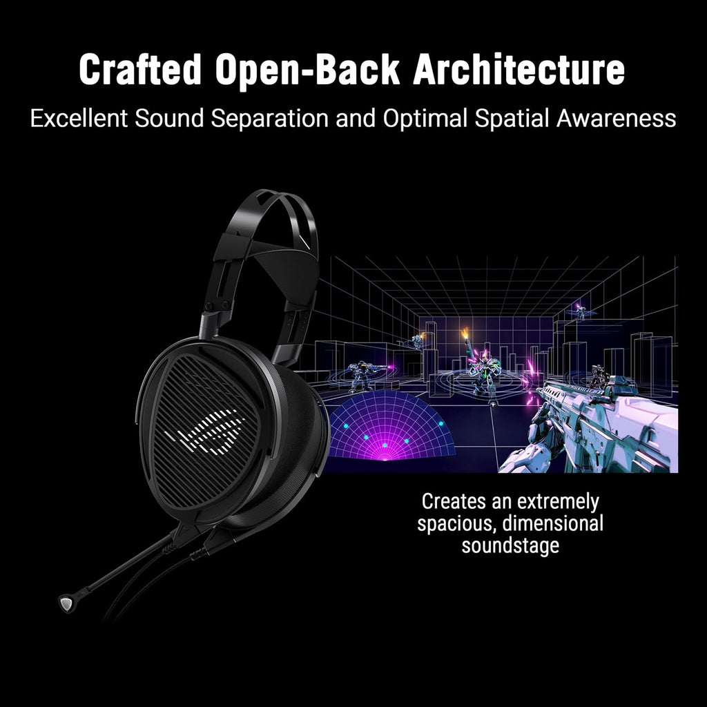 ROG Kithara Wired Gaming Headset (Open-Back, 100Mm HIFIMAN Planar Magnetic Driver, Balanced Cable with Swappable 4.4/3.5/6.3 Plugs, Full-Band MEMS Boom Mic, for PC, Switch, PS5, Mobile)- Black