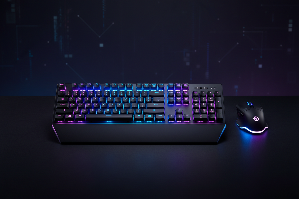SteelSeries Apex 3 RGB Keyboard + Rival 3 Wireless Mouse Bundle — Quiet Switches, IP32, 400H Battery