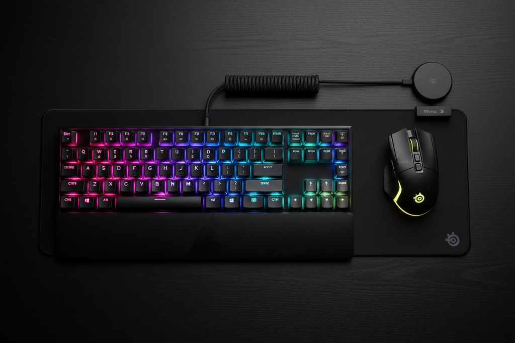 SteelSeries Apex 3 + Rival 3 Wireless Gaming Bundle — RGB Keyboard & Mouse Set for PC Gamers