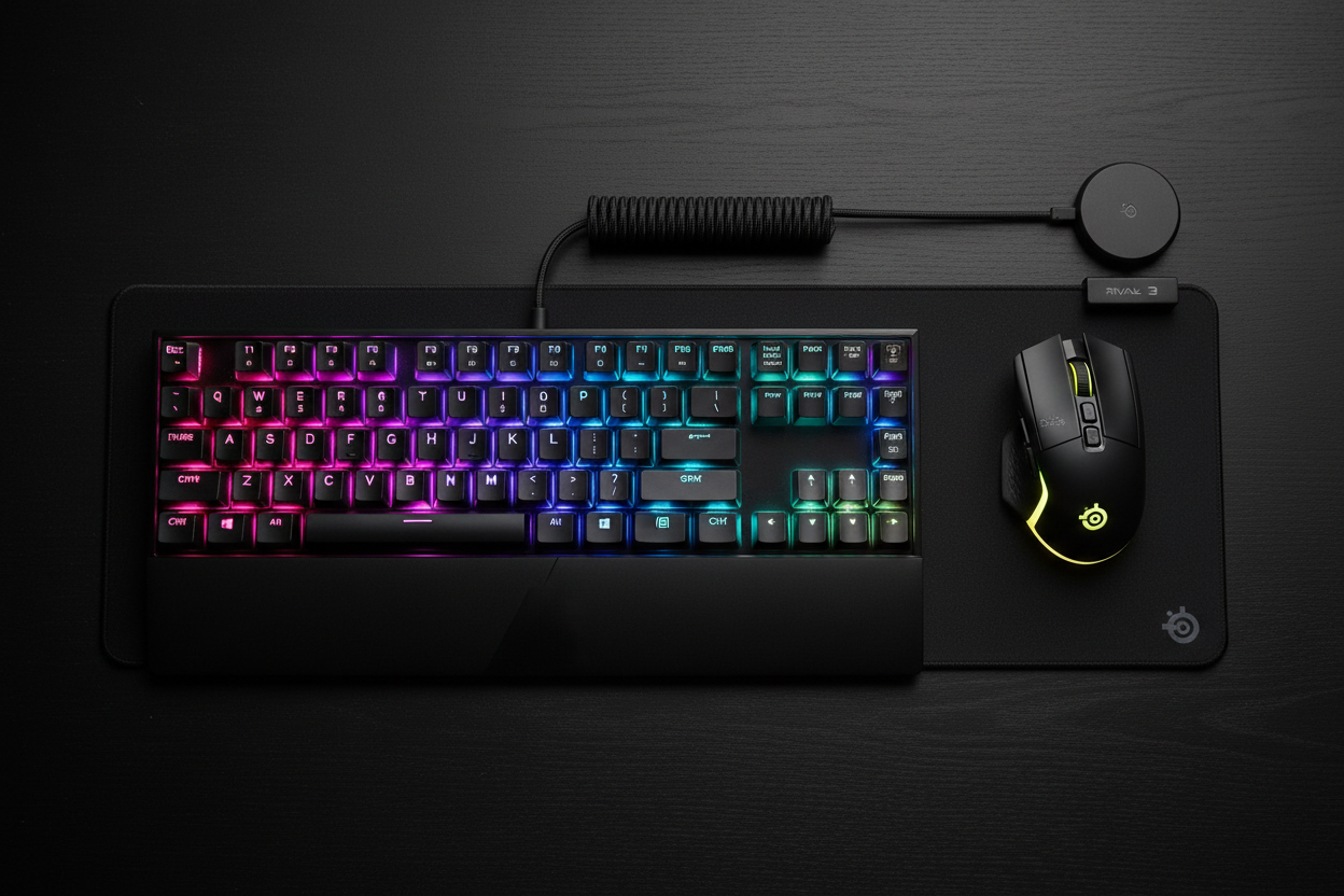 SteelSeries Apex 3 + Rival 3 Wireless Gaming Bundle — RGB Keyboard & Mouse Set for PC Gamers