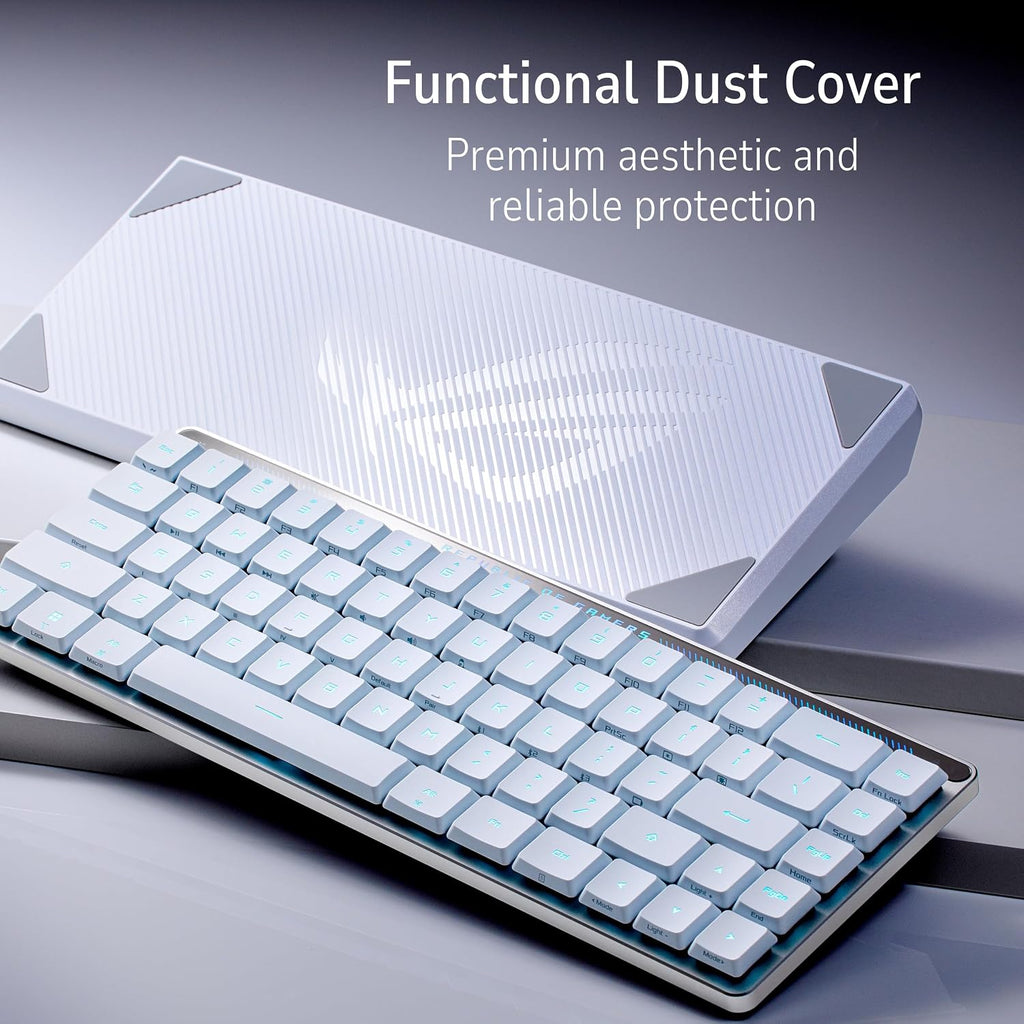 ROG Falchion RX Low Profile 65% Wireless Gaming Keyboard with ROG RX Blue Low-Profile Switches, Tri-Mode Connection, Protective Cover, Silicone Dampening Foam, Touch Panel, and Macos Support.