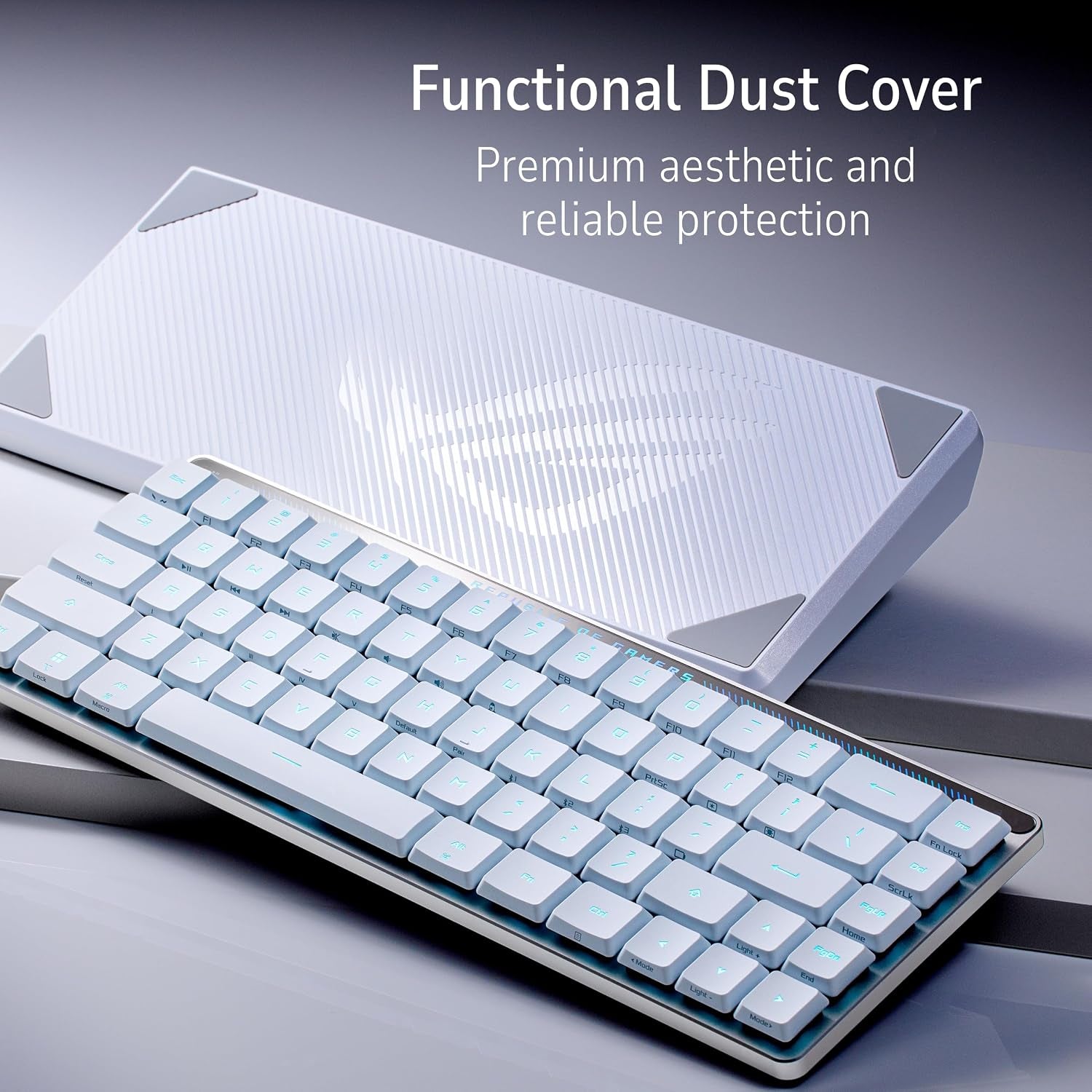 ROG Falchion RX Low Profile 65% Wireless Gaming Keyboard with ROG RX Blue Low-Profile Switches, Tri-Mode Connection, Protective Cover, Silicone Dampening Foam, Touch Panel, and Macos Support.