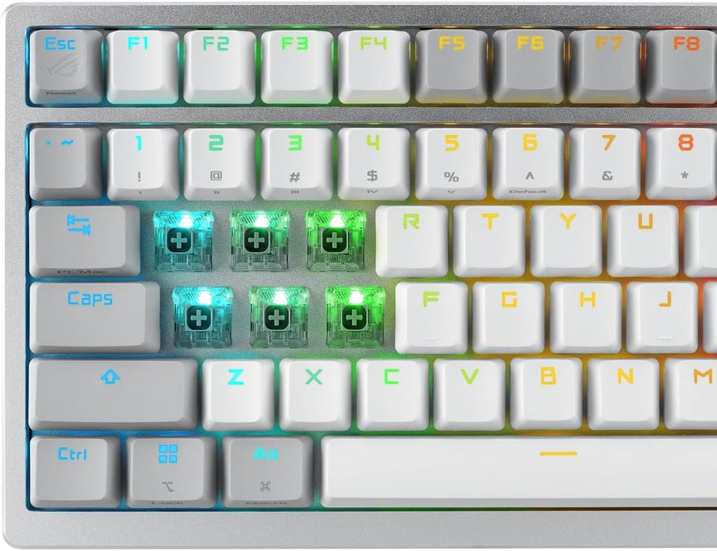 ROG Azoth White RGB Gaming Keyboard (QWERTZ Layout, 75% Keyboard Form Factor, Mechanical ROG NX Switches, OLED Display, Wireless with Bluetooth, 2.4Ghz RF, USB, Windows and Macos Mode, White)